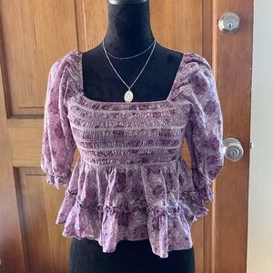 American Eagle Purple Babydoll Top